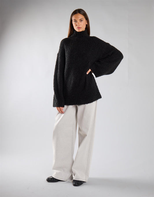 Black High Neck Oversized Jumper