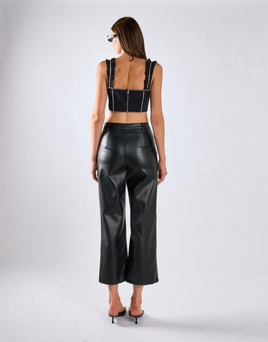 Black Pu Straight Leg Trousers