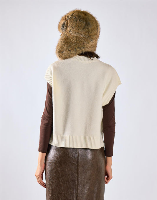 Cream Cable Knit Vest Top
