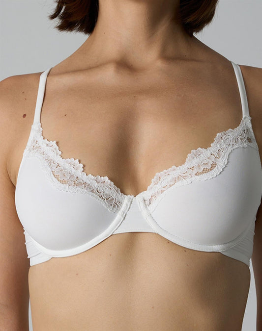 Agon White Lace-Trimmed Bra