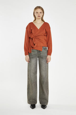 Burnt-Orange Wrap Cardigan