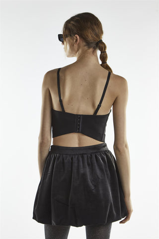 Diamante Corset Crop Top - Maia Black