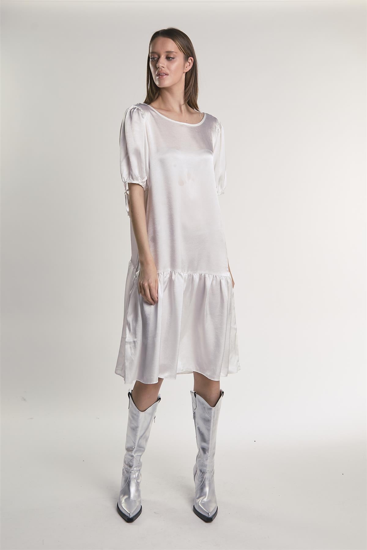 Off-White Drop-Waist Midi-Dress