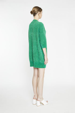 Green White Glitter Heart Sweater Mini-Dress