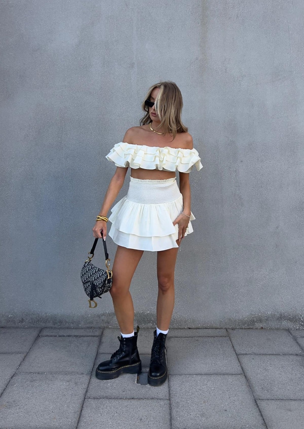 Micro Mini Rara Skirt Arabella Co-ord RaRa Mini Skirt -Cream - Glamorous