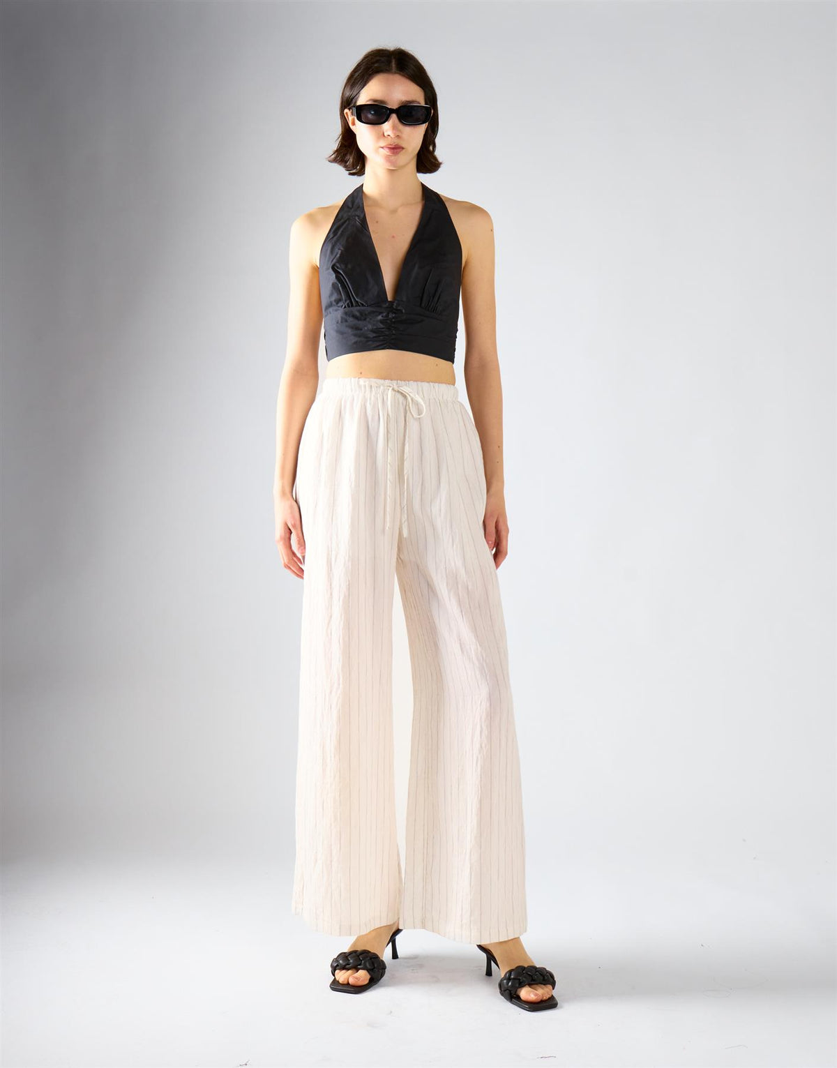 Open Tie Back Halter Top - Black