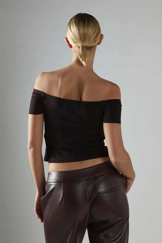 Bitter-Chocolate Bardot Top