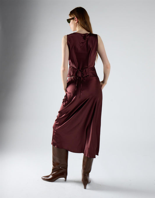 Oxblood Midi Skirt