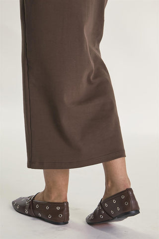 Brown-Eyelet Buckle Ballet-Flats