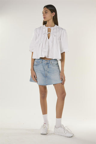 White Front Pleated Blouse