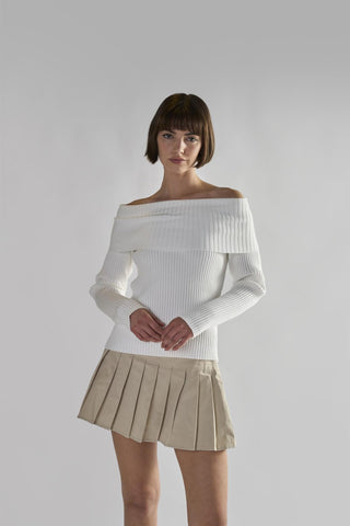 Stone Pleated Mini-Skirt