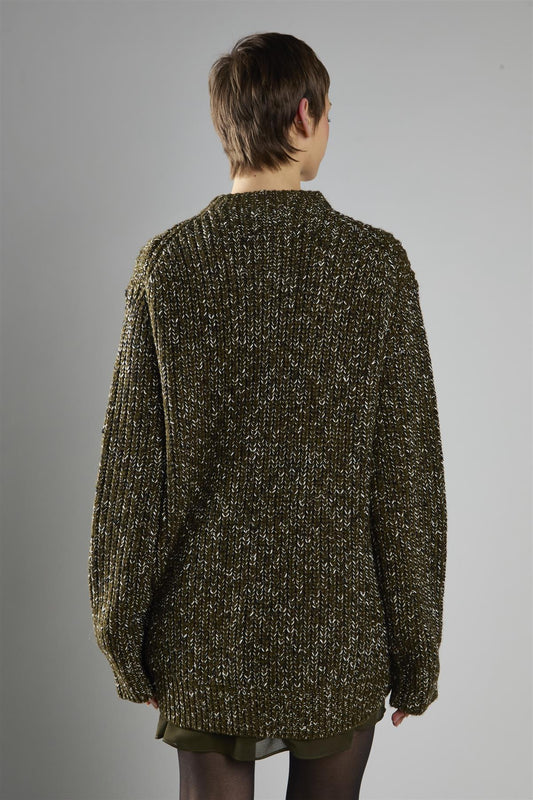 Khaki-Fleck Crew-Neck Jumper