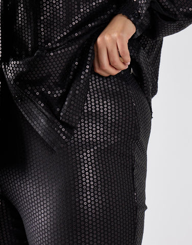 Glamorous Curve Black Sequin Wide Leg Trousers