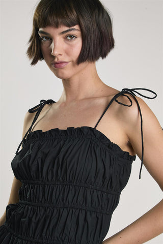 Black Pleated Strappy Dress
