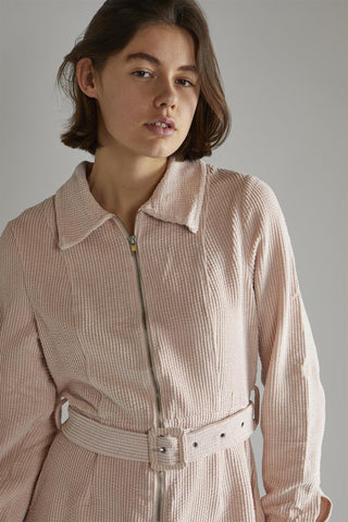 Light Pink Cord Long Sleeve Mini Dress