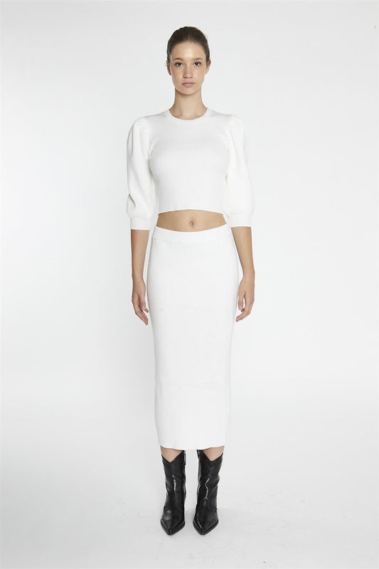 Off-White Puff-Sleeve Crop-Jumper