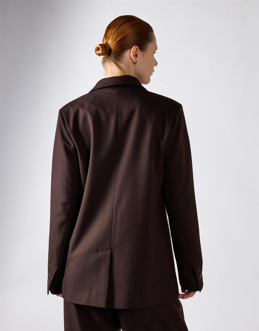 Deepest Brown Button Detail Blazer