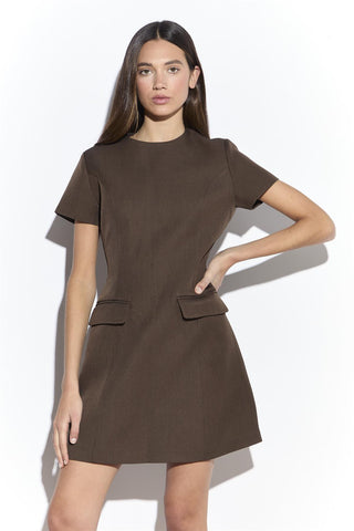 Brown Tailored Mini Dress