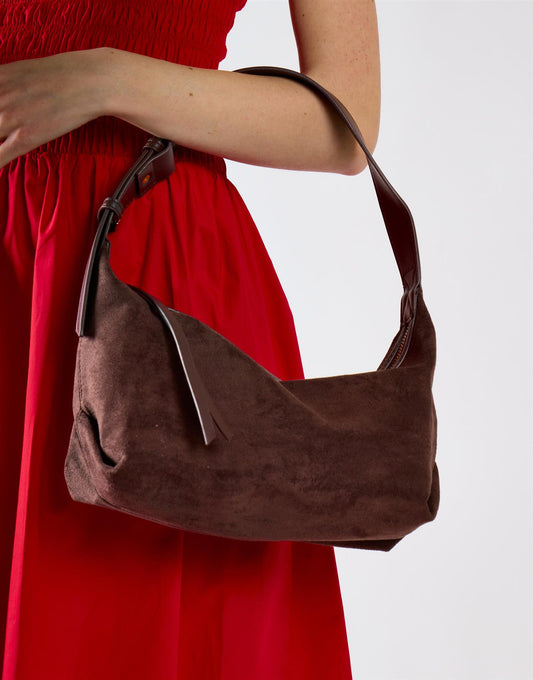 Dark Brown Faux Leather Shoulder Bag