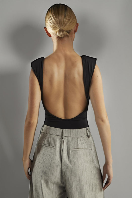 Black Scoop-Back Bodysuit