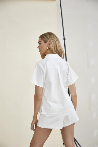 Off-White Collared Short-Sleeve Shirt