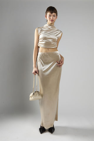 Oyster Velvet Mid-Rise Maxi Skirt
