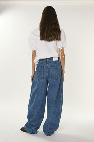 True Blue Wide Leg Barrel Denim Jeans