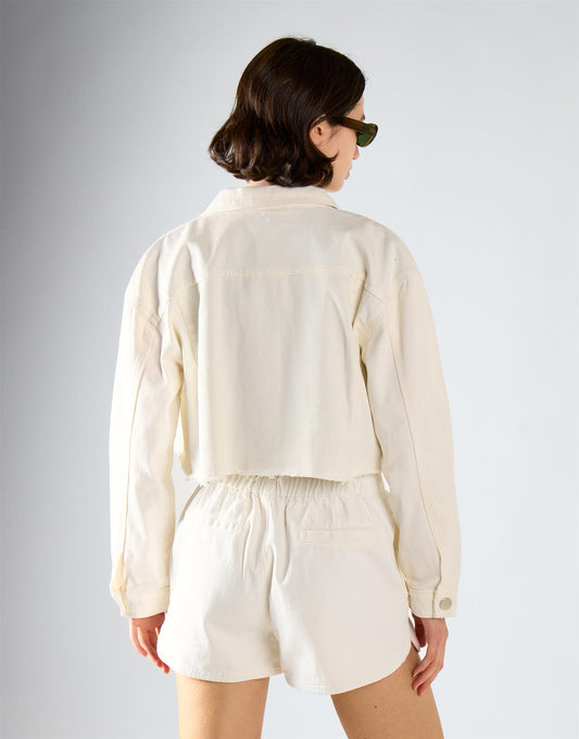 White Cropped Denim Jacket