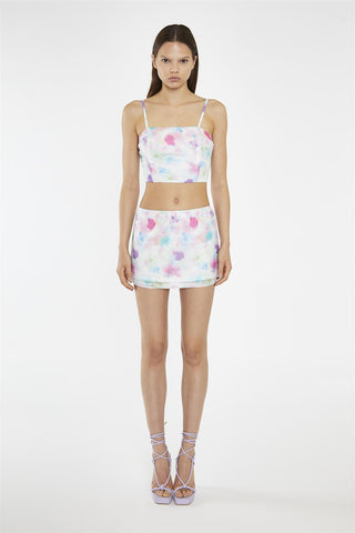 Watercolour Floral Mesh Square Neck Crop Top