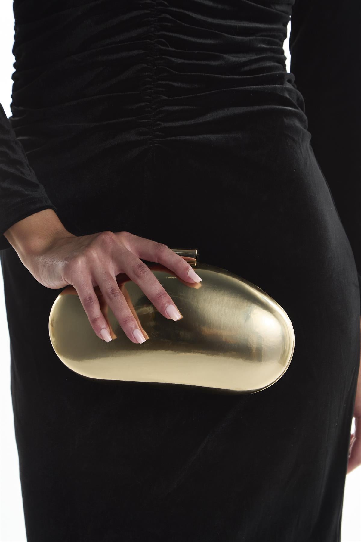 Molten Pebble Clutch Bag - Gold