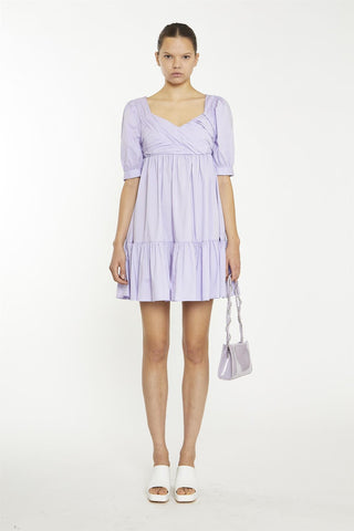 Lilac V-Neck Frill Mini Dress