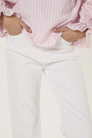 White Cropped Flared Jeans