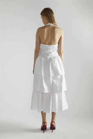 White Tiered Midaxi-Dress