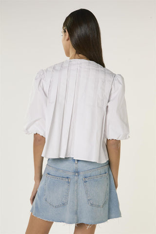 White Front Pleated Blouse