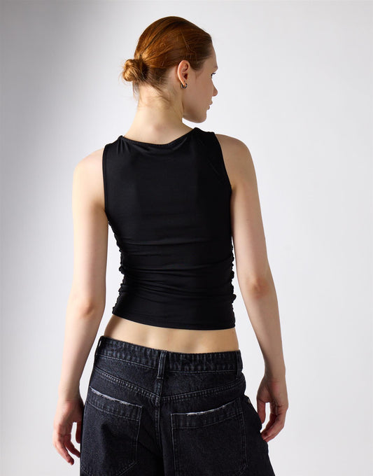 Black Ruched Vest Top