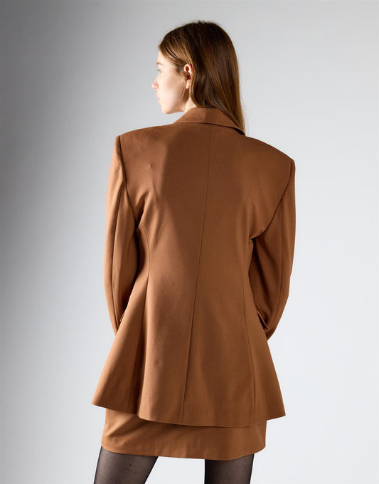 Rust Brown Cinched Waist Blazer