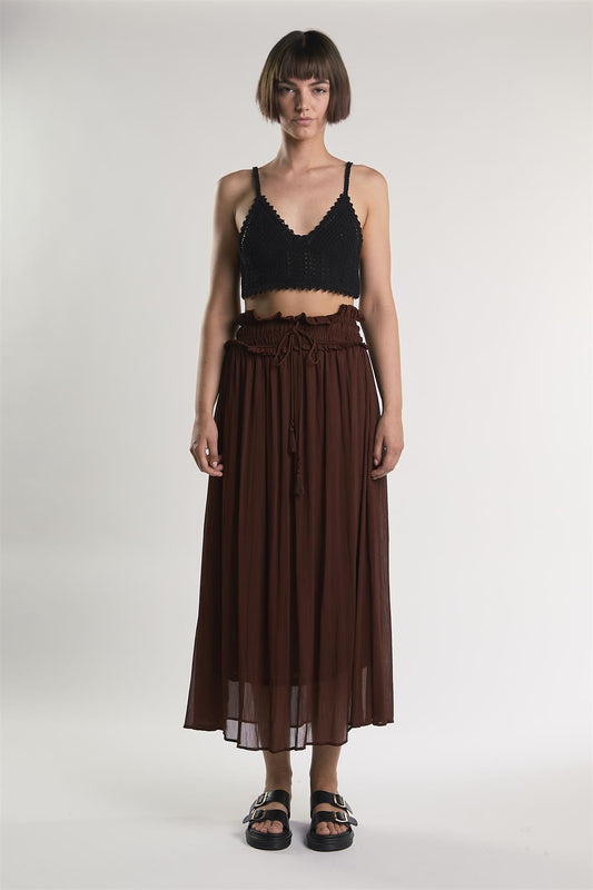 Black Sleeveless-V-Neck-Crochet Crop-Top