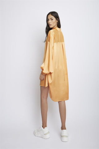 Light-Orange Button-Up Mini-Dress