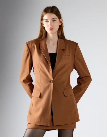 Rust Brown Cinched Waist Blazer