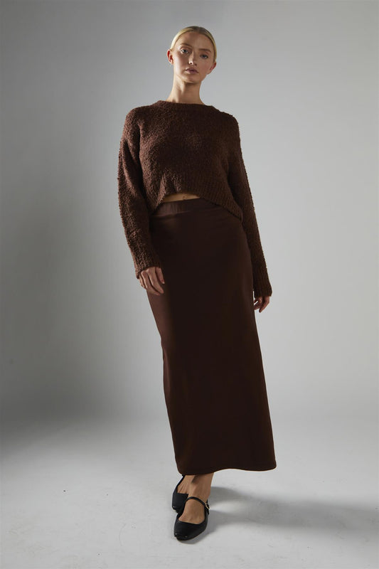 Chocolate-Brown Crew-Neck Jumper