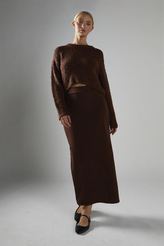 Chocolate-Brown Crew-Neck Jumper