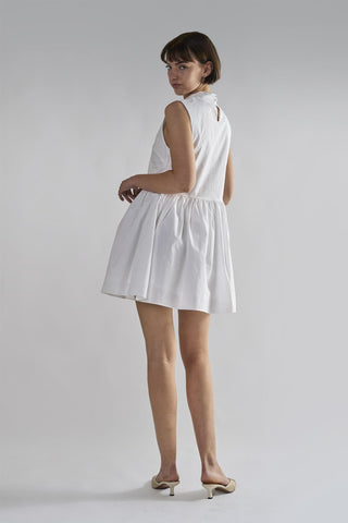 White High-Neck- Mini-Dresses