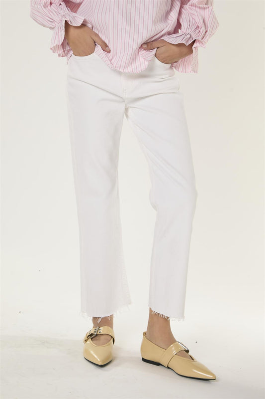 White Cropped Flared Jeans