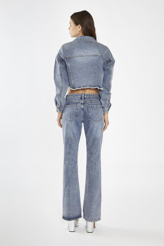 Heavy-Vintage Wash Flared -Jeans