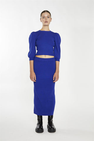 Royal-Blue Puff Sleeve Jumper