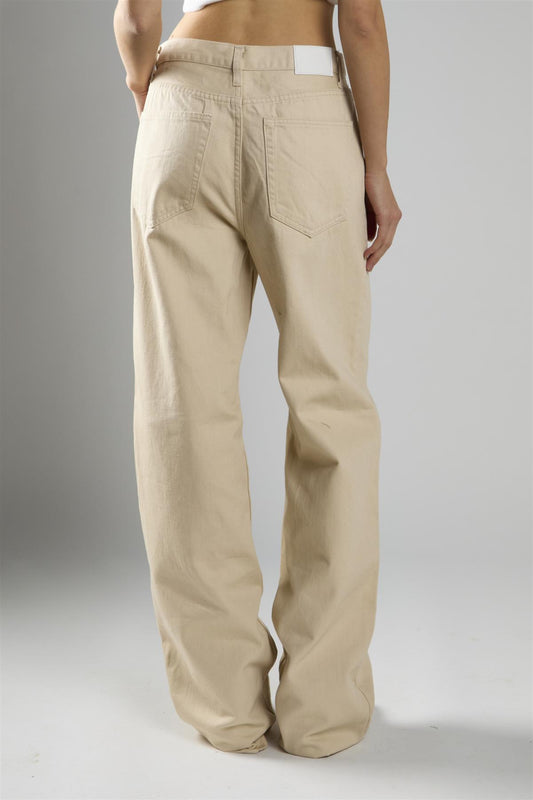 Ecru High-Waisted Straight-Leg Jeans