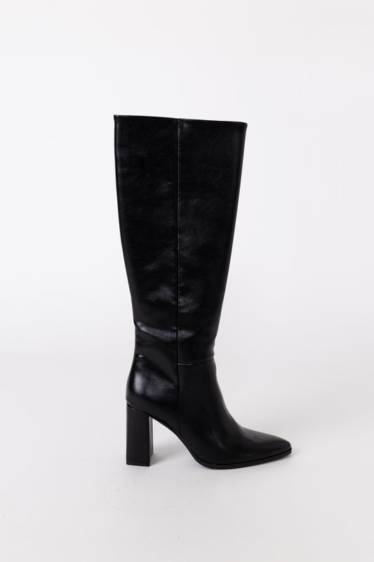 Black Knee High Pointed Toe Boots