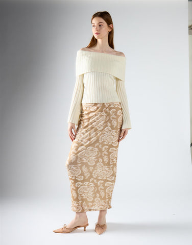 Cream Bardot Knit Jumper