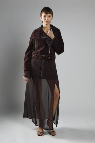 Rich Brown Biker Long Sleeve Jacket