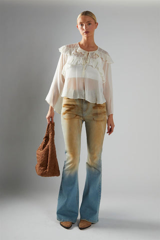 Cream Ruffle Blouse